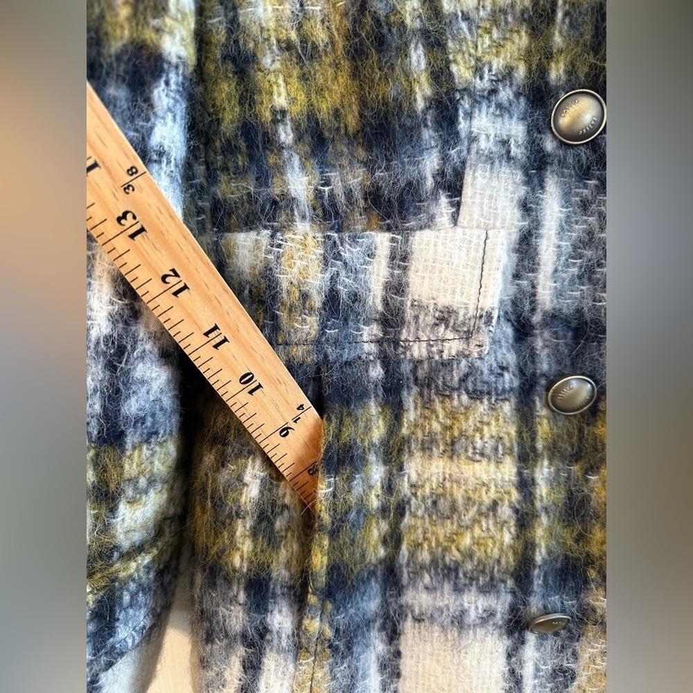 BASLER 40 Old Money Brushed Wool Abstract Plaid City Coat Painterly Tartan Efect - Picture 15 of 16